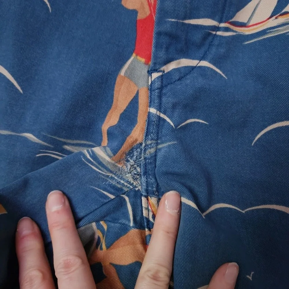 POLO RALPH LAUREN‎ Preppy Bay Watch Beach Novelty Print Shorts Blue 38